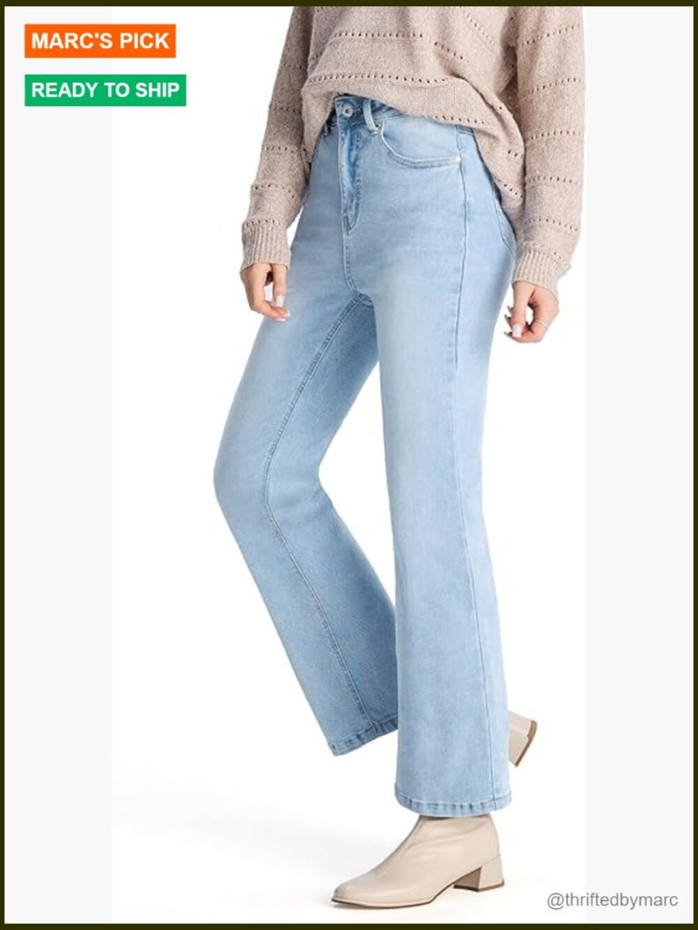 Petite Stretch Flare Jeans High Waisted Bootcut Denim Pants